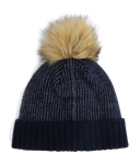 Womens Plait Pom Hat - Slate Blue