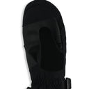 Black Kids mitten showing the thumb piece with soft leather.