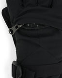 Close-up of a black glove with a zipper on a white background