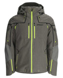 Gray jacket with green accents and Spyder branding on a white background