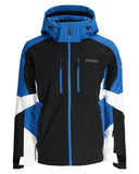 Black and blue jacket with white accents on a white background