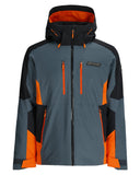 Gray and orange jacket with Spyder logo on a white background