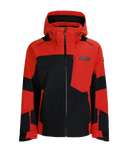 Red and black jacket with a brand logo on a white background