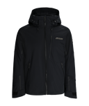 Black jacket with a brand logo on a white background