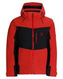 Red and black jacket with a brand logo on a white background
