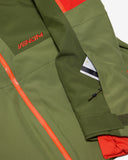 Green jacket with red accents and 'Vendon' branding on a white background