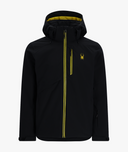Black jacket with yellow accents and a logo on a white background