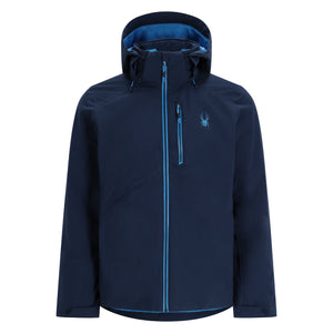 Navy jacket with blue accents on a white background