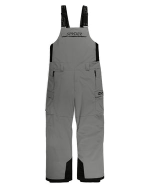 Gray snow pants with black accents on a white background