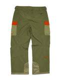 Green pants with orange patches on a white background