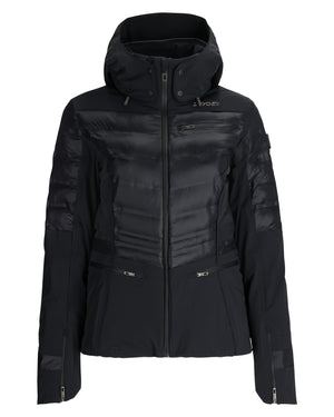 Black jacket with a brand logo on a white background