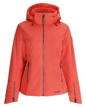 Red jacket with a hood on a white background