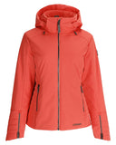 Red jacket with a hood on a white background