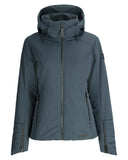 Blue jacket with a hood on a white background
