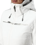 White jacket with brand logo on a white background