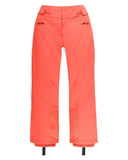 Bright orange ski pants on a white background