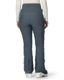 Blue pants worn by a person on a white background
