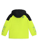 Yellow jacket with black hood on a white background