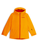 Orange jacket with a hood on a white background