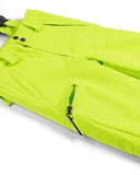Close-up of bright green pants with a zipper on a white background