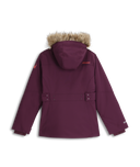 Purple parka with fur hood on a white background