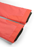 Red fabric with black trim on a white background