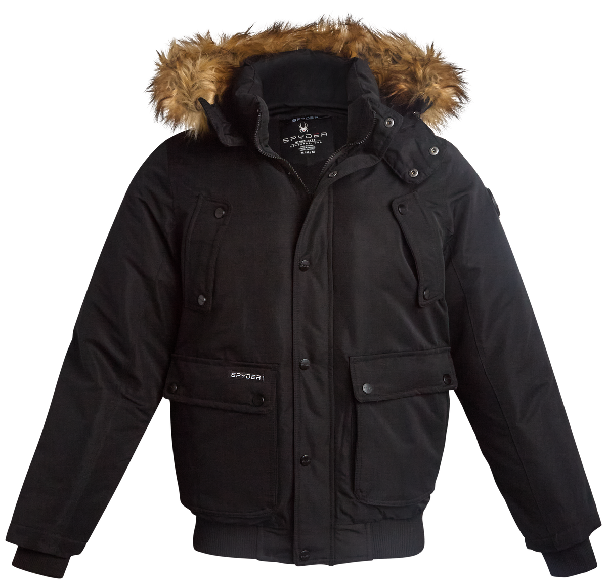 Spyder Men's Parka Jacket with Fur in Black