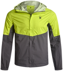 Two-tone yellow and gray jacket with Spyder logo on a white background