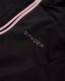 Black fabric with Spyder logo and pink stripes