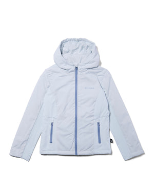 Light blue jacket with a hood on a white background