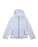 Light blue jacket with a hood on a white background