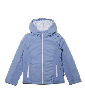 Light blue jacket with a hood on a white background