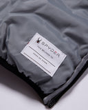 Gray jacket with a Spyder label on a white background