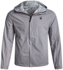 Gray jacket with hood and Spyder logo on a white background