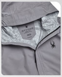 Gray jacket with Spyder logo and branding