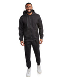 Mens Fleece Full Zip Jogger Set - Black