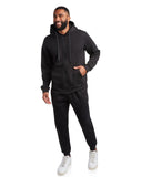 Mens Fleece Full Zip Jogger Set - Black