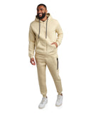 Mens Fleece Full Zip Jogger Set - Cloud