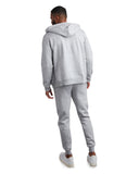 Mens Fleece Full Zip Jogger Set - Heather Grey