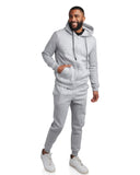 Mens Fleece Full Zip Jogger Set - Heather Grey