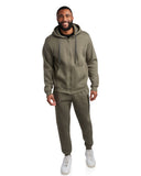 Mens Fleece Full Zip Jogger Set - Sage