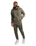 Mens Fleece Full Zip Jogger Set - Sage