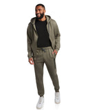 Mens Fleece Full Zip Jogger Set - Sage