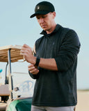 Mens Long Sleeve Honeycomb Quarter Zip - Heather Black
