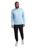 Mens Long Sleeve Honeycomb Quarter Zip - Sky Blue