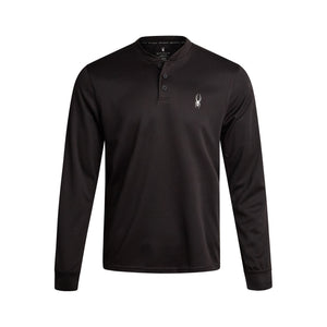 Mens Long Sleeve Thermal Henley - Black