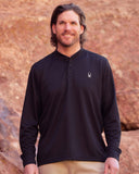 Mens Long Sleeve Thermal Henley - Black