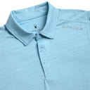 Light blue polo shirt with Spyder logo on a white background