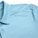 Light blue polo shirt with 'Spyder' logo on a white background