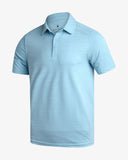 Men's Short Sleeve Jacquard Polo - Sky Blue